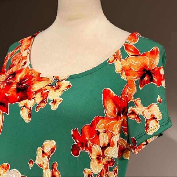 Olivia Matthews Floral Short Sleeve knee length casual dress size Large - Picture 2 of 10